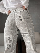 White Patchwork Printed Straight Pants – Elegance and Versatility 1