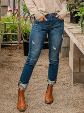 Slim Fit Ripped Women's Jeans – Trendy Blue Casual Pants with Mid-Rise Waist and Functional Pockets 1