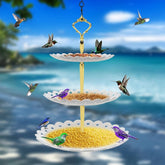 3-tier hanging bird feeder and birdbath combination 0