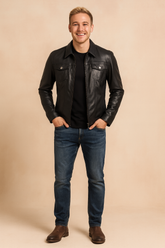 Bernardo | Men's Classic Motorcycle Jacket | Black 0