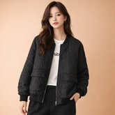 Women's casual quilted winter jacket with a zipper and pockets