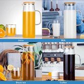 CrystalPure | Durable Heat-Resistant Glass Jug with Natural Bamboo Lid 0