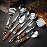 CulinaEdge | Premium Stainless Steel Utensil Set – Wooden Handle Cooking Essentials 0