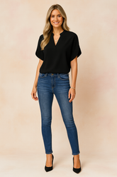 Emma | Stylish Short Sleeve Blouse with Slits on the Shoulders 0