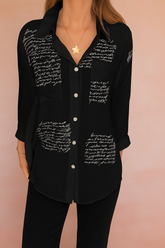 JENA | Shirt blouse with a script print 0
