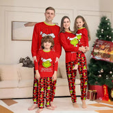 Matching Family Christmas Pajamas Set Fun Little Monster Print Cotton 0