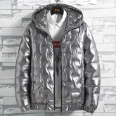 Men's quilted winter jacket with a hood, insulated