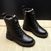 Black high-top lace-up women's shoes | Non-slip