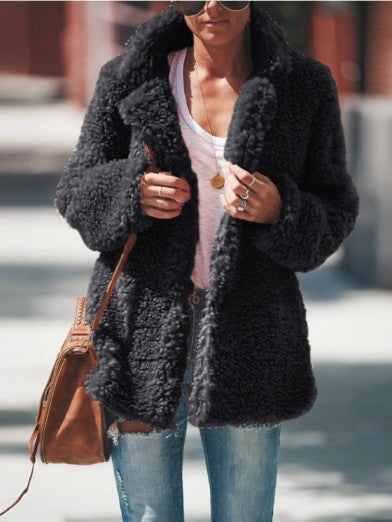 Womens Long Faux Fur Jacket with Lapel Collar – Stylish Winter Coat for Women, Warm and Elegant, Available in Sizes S to 5XL 3