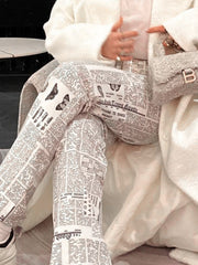 White Patchwork Printed Straight Pants – Elegance and Versatility 2