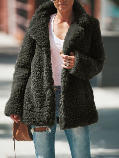 Womens Long Faux Fur Jacket with Lapel Collar – Stylish Winter Coat for Women, Warm and Elegant, Available in Sizes S to 5XL 2