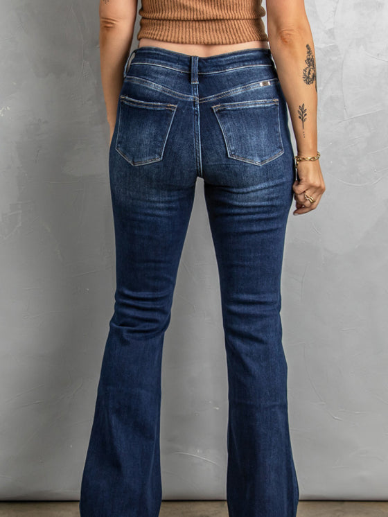 Plus Size High Waist Ripped Flare Pants 3