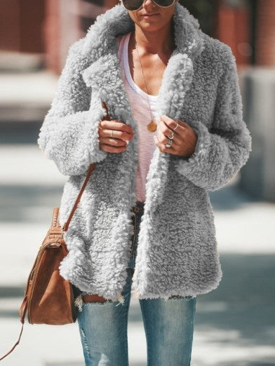 Womens Long Faux Fur Jacket with Lapel Collar – Stylish Winter Coat for Women, Warm and Elegant, Available in Sizes S to 5XL 1