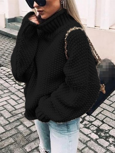 Womens Black Turtleneck Sweater - Comfortable Cotton Blend Casual Style for Winter 1
