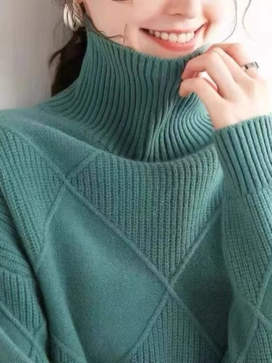 Womens Oversized Cashmere Sweater with 3D Diamond Pattern for Warmth and Style 3