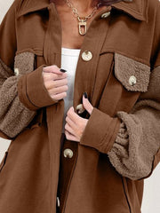 Womens Green Oversized Shacket with Exposed Seams and Elbow Patches 2