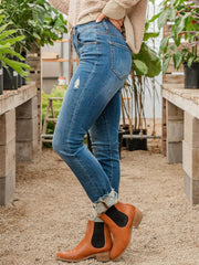 Slim Fit Ripped Women's Jeans – Trendy Blue Casual Pants with Mid-Rise Waist and Functional Pockets 2