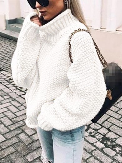 Womens Black Turtleneck Sweater - Comfortable Cotton Blend Casual Style for Winter 2