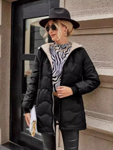 Long Hooded Jacket, Slim Fit, Fleece Lined 4