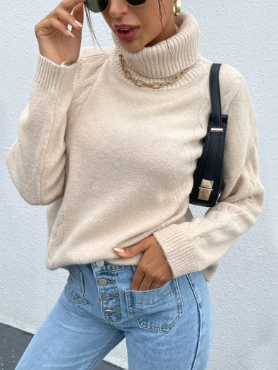 Loose-Fitting Acrylic Turtleneck Sweater - Chic and Casual 1