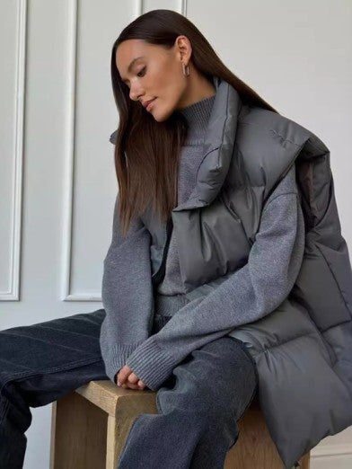 Womens Sleeveless Puffer Vest - Essential Winter Warmth and Elegance 1