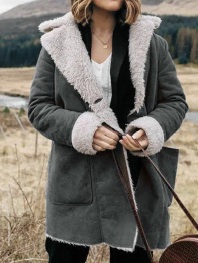 Womens Long Sleeve Shawl Collar Plush Jacket 5