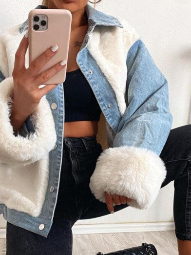 Soft Denim Jacket with Pleated Stitching for Fall and Winter 4