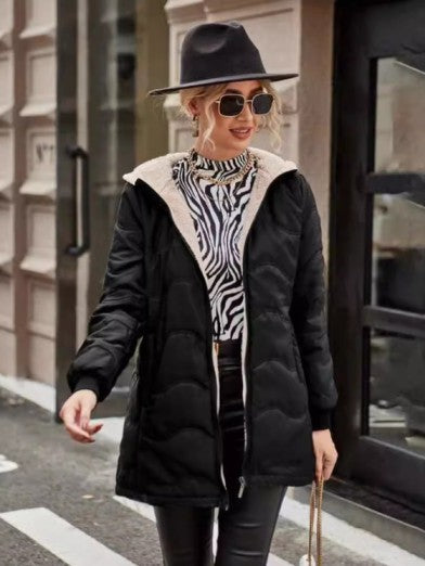 Long Hooded Jacket, Slim Fit, Fleece Lined 3