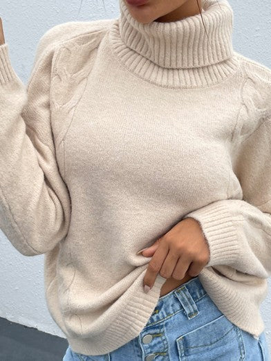 Loose-Fitting Acrylic Turtleneck Sweater - Chic and Casual 3
