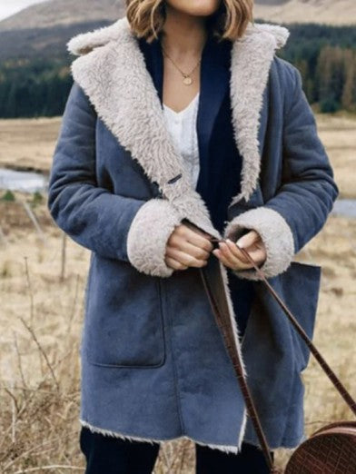 Womens Long Sleeve Shawl Collar Plush Jacket 3