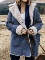 Womens Long Sleeve Shawl Collar Plush Jacket 3