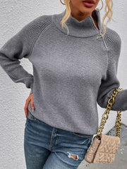 Black Turtleneck Women's Sweater - Arctic Velvet Zip-Up Design, Soft Fabric, Versatile Fit for Stylish Layering 2