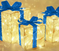 GlowBox – Ensemble de 3 boîtes cadeaux LED pour décoration de Noël