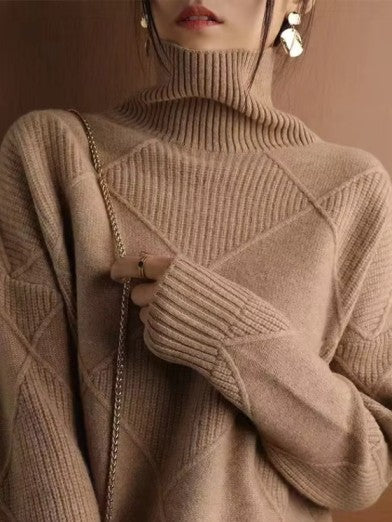 Womens Oversized Cashmere Sweater with 3D Diamond Pattern for Warmth and Style 6