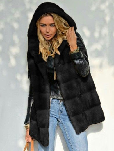 Womens Long Faux Fur Jacket with Hood 3