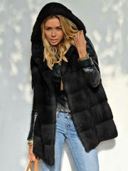Womens Long Faux Fur Jacket with Hood 3
