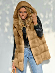 Womens Long Faux Fur Jacket with Hood 4