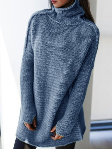 Womens Oversized Turtleneck Sweater Comfortable Acrylic 1