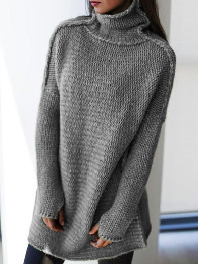 Womens Oversized Turtleneck Sweater Comfortable Acrylic 5