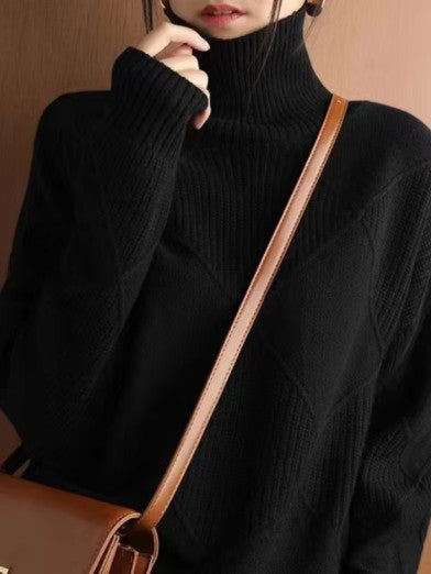 Womens Oversized Cashmere Sweater with 3D Diamond Pattern for Warmth and Style 2