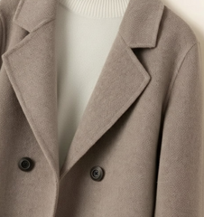 Women's winter coat, short, double-breasted, oversize