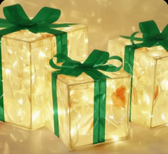 GlowBox – Ensemble de 3 boîtes cadeaux LED pour décoration de Noël