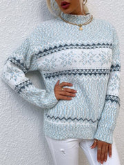 Womens Half Turtleneck Sweater with Snowflake Pattern 3