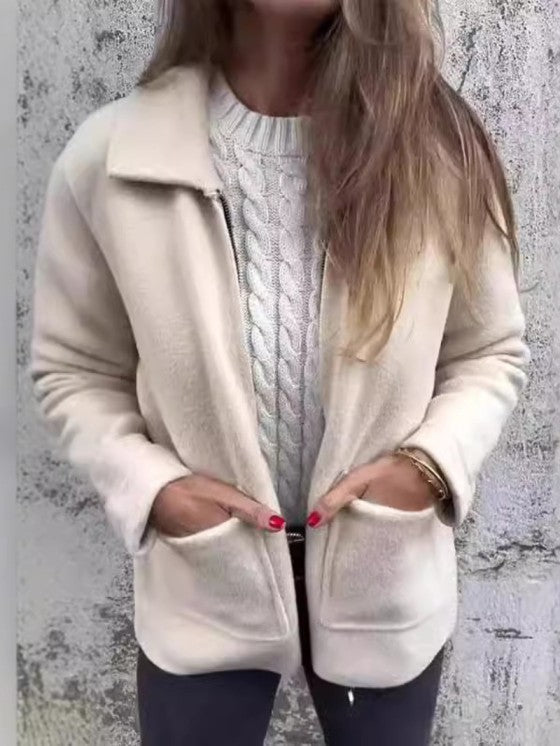 Womens Solid Wool Jacket - Elegance and Comfort for Fall and Winter 2