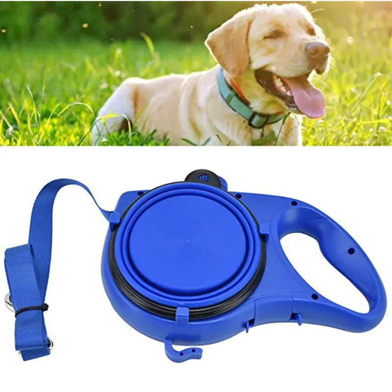 4-in-1 multifunctional dog leash with water bottle and bowl 0