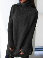 Womens Oversized Turtleneck Sweater Comfortable Acrylic 3