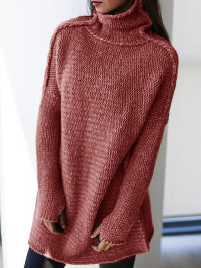 Womens Oversized Turtleneck Sweater Comfortable Acrylic 2