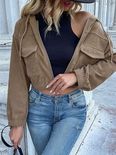 Ribbed Jacket with Hood – Lightweight and Stylish for Fall/Winter 2
