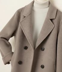 Women's winter coat, short, double-breasted, oversize