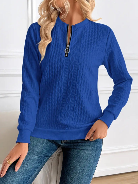 Womens Quilted Zip-Up Sweater, Chic and Comfortable 4